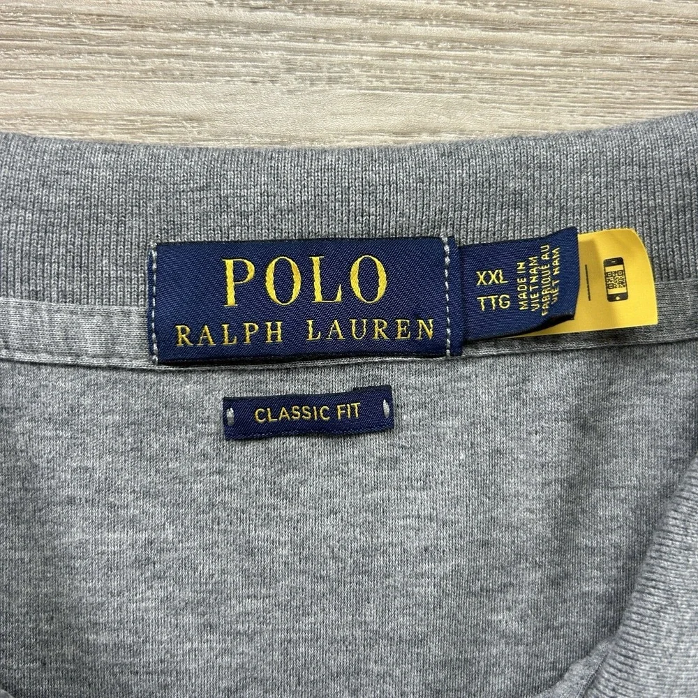 Polo Ralph Lauren Shirt XXL Gray Mens Classic Fit‎ Short Sleeve Flesh Pony Golf